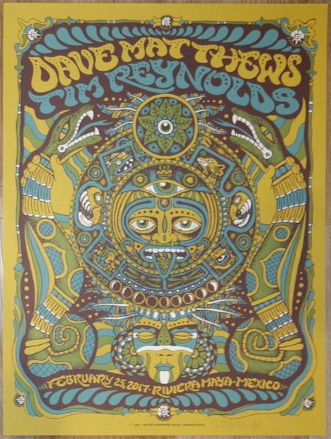 2017 Dave Matthews & Tim Reynolds - Mexico III Silkscreen Concert Poster by Nathaniel Deas