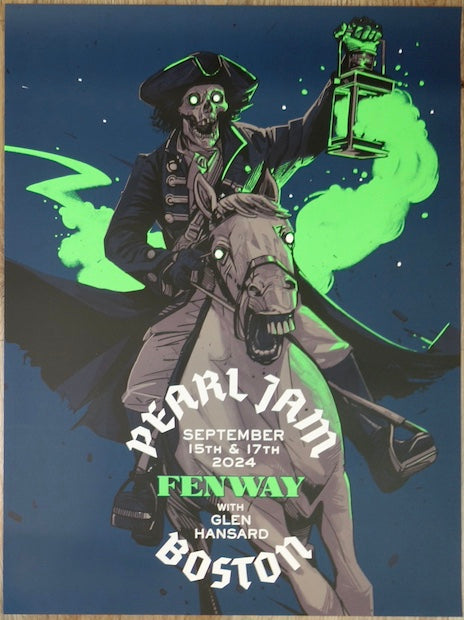 2024 Pearl Jam - Boston Silkscreen Concert Poster by Oliver Barrett