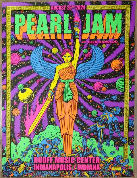 2024 Pearl Jam - Noblesville Silkscreen Concert Poster by Brian Romero