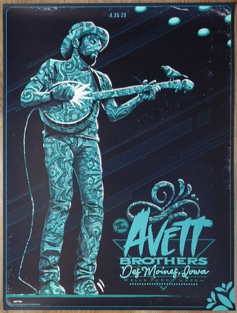 2023 The Avett Brothers - Des Moines Silkscreen Concert Poster by Darin Shock