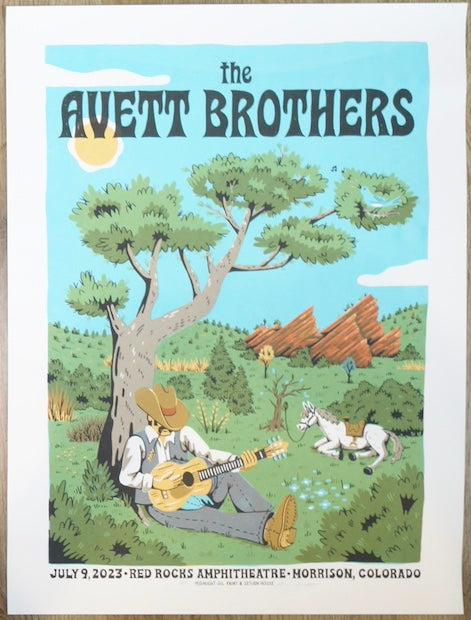 2023 The Avett Brothers - Red Rocks III Silkscreen Concert Poster by Alex MacAskill