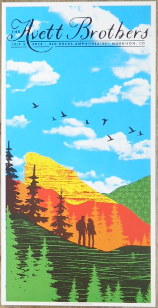 2024 The Avett Brothers - Red Rocks I Silkscreen Concert Poster by Nate Duval