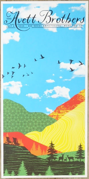 2024 The Avett Brothers - Red Rocks II Silkscreen Concert Poster by Nate Duval