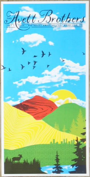 2024 The Avett Brothers - Red Rocks III Silkscreen Concert Poster by Nate Duval