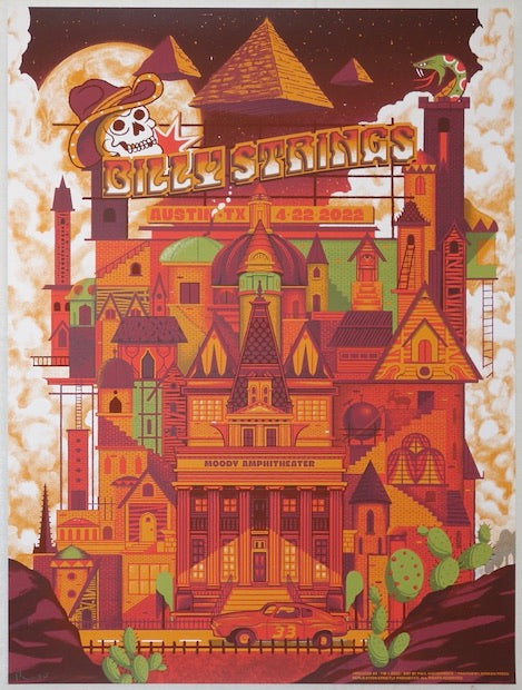 2022 Billy Strings - Austin Silkscreen Concert Poster by Paul Kreizenbeck