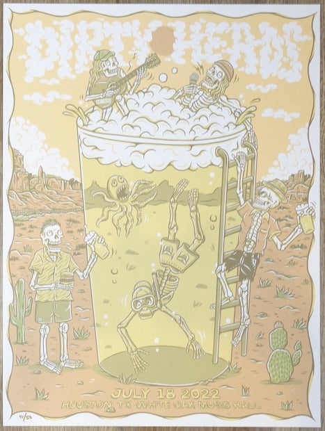 2022 Dirty Heads - Houston Silkscreen Concert Poster by Kentaro Yoshida