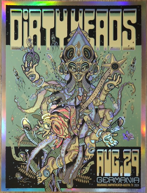 2024 Dirty Heads - Austin Foil Variant Concert Poster by Guy Burwell