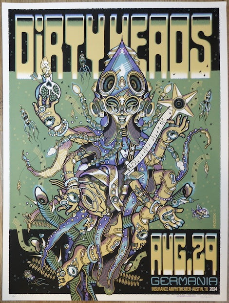 2024 Dirty Heads - Austin Silkscreen Concert Poster by Guy Burwell