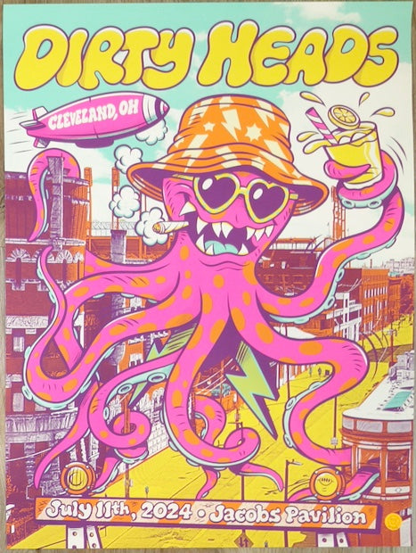 2024 Dirty Heads - Cleveland Silkscreen Concert Poster by Burrito Breath