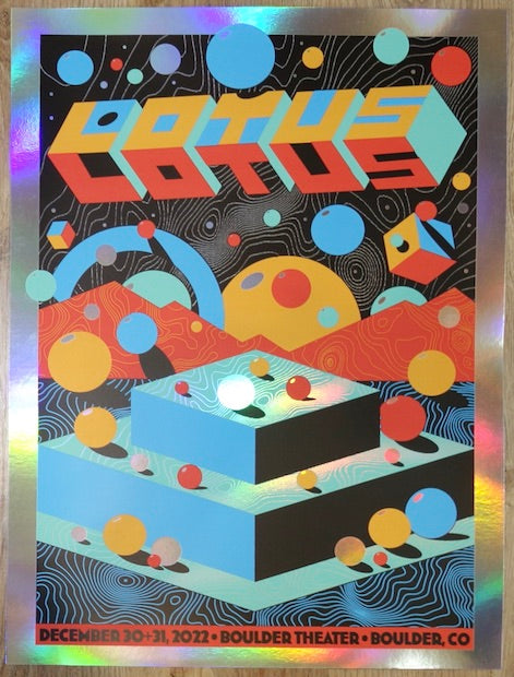 2022 Lotus - Boulder NYE Foil Variant Silkscreen Concert Poster by Nate Duval