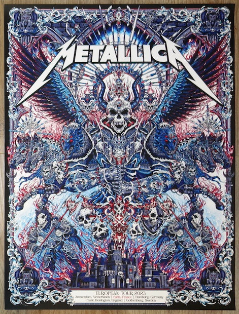 2023 Metallica - Paris Silkscreen Concert Poster by Juan Ma Orozco