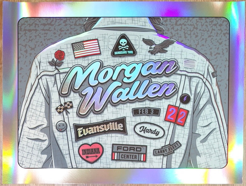 2022 Morgan Wallen - Evansville Foil Variant Concert Poster by Charles Crisler