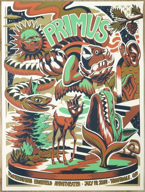 2024 Primus - Troutdale Silkscreen Concert Poster by Travis Gillan