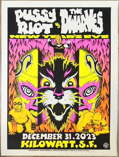 2023 Pussy Riot & The Dwarves - San Francisco Silkscreen Concert Poster by Forbes/Mattisson