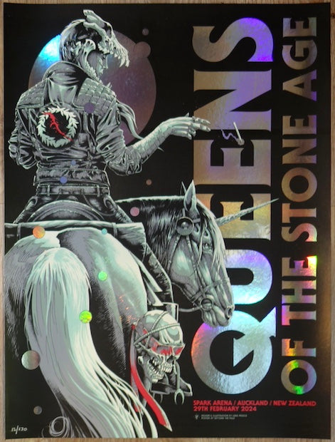 2024 Queens of the Stone Age - Auckland Foil Variant Concert Poster by Luke Preece