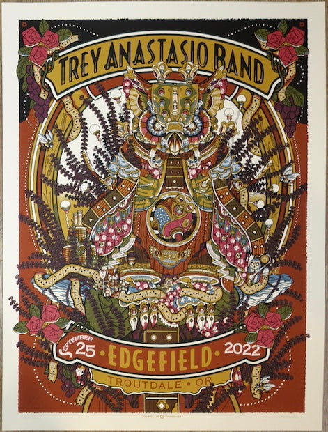 2022 Trey Anastasio - Troutdale Silkscreen Concert Poster by Guy Burwell