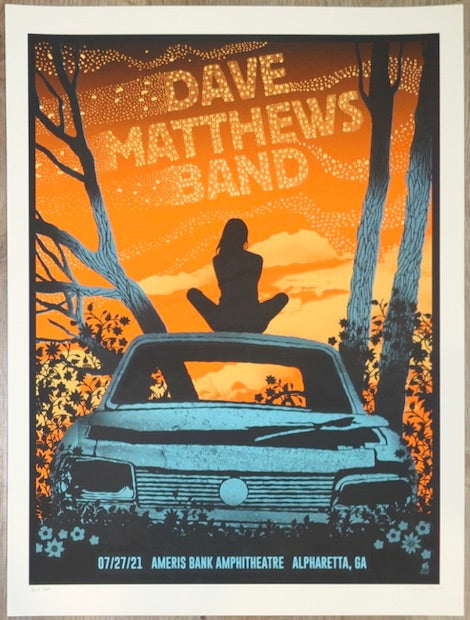 2021 Dave Matthews Band - Alpharetta Silkscreen Concert Poster by Methane