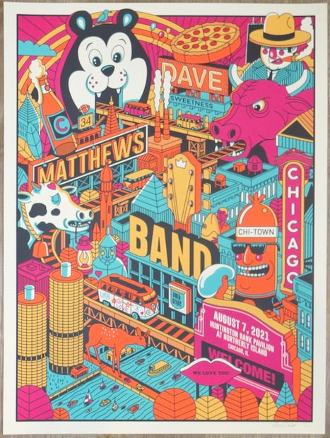 2021 Dave Matthews Band - Chicago II Silkscreen Concert Poster by Methane