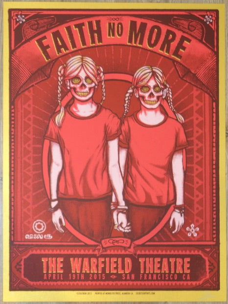 2015 Faith No More - San Francisco Gold Variant Concert Poster by Zoltron