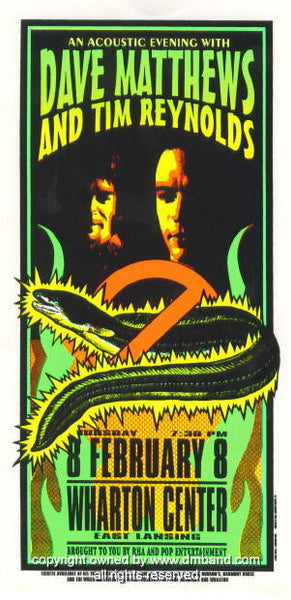 1996 Dave Matthews & Tim Reynolds - East Lancing Handbill by Arminski ...