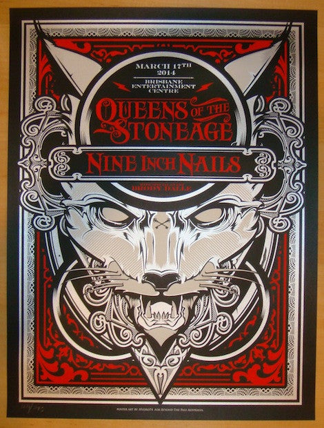 2014 Nine Inch Nails - Brisbane Silkscreen Concert Poster by Hydro74