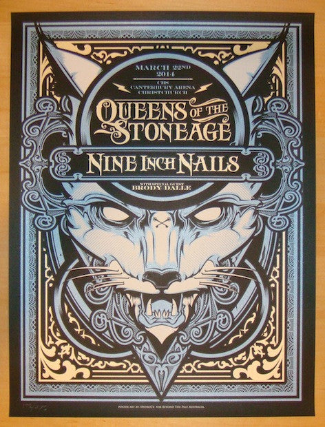 2014 Nine Inch Nails - Christchurch Silkscreen Concert Poster by Hydro74