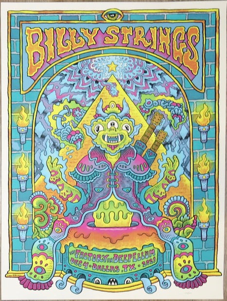 2021 Billy Strings - Dallas Silkscreen Concert Poster by Caleb Williamson