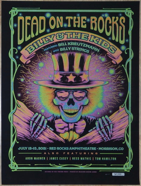 2021 Dead on the Rocks - Red Rocks Velvet Silkscreen Concert Poster by Half Hazard