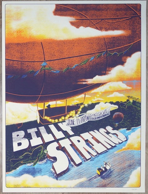 2021 Billy Strings - Oshkosh II Silkscreen Concert Poster by Bailey Race