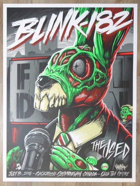 2016 Blink-182 - Saskatoon Silkscreen Concert Poster by Maxx242