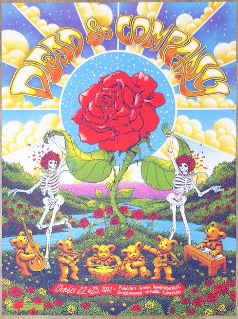 2021 Dead & Company - Greenwood Village Silkscreen Concert Poster by James Flames