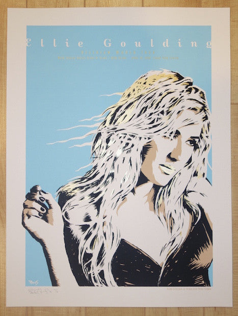 2016 Ellie Goulding - Cedar Park Silkscreen Concert Poster by Billy Perkins