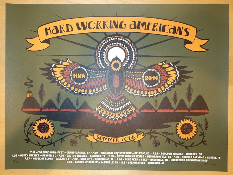 2014 Hard Working Americans - Tour Poster by Angie Pickman