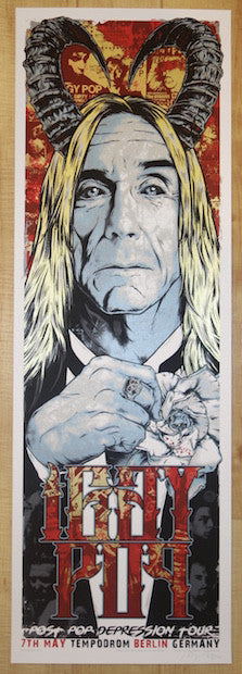 2016 Iggy Pop - Berlin Silkscreen Concert Poster by Rhys Cooper