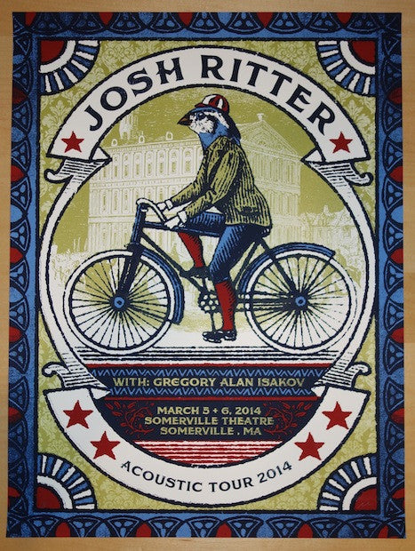 2014 Josh Ritter - Somerville Concert Poster by Nate Duval