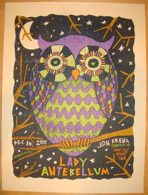 2011 Lady Antebellum - Springfield Silkscreen Concert Poster by Nate Duval