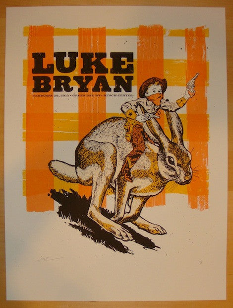 2013 Luke Bryan - Green Bay Silkscreen Concert Poster by Andrew Vastagh