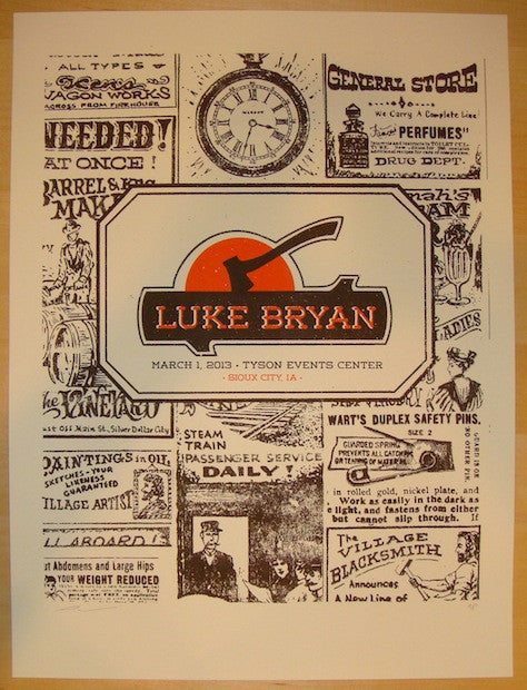 2013 Luke Bryan - Sioux City Concert Poster by Andrew Vastagh