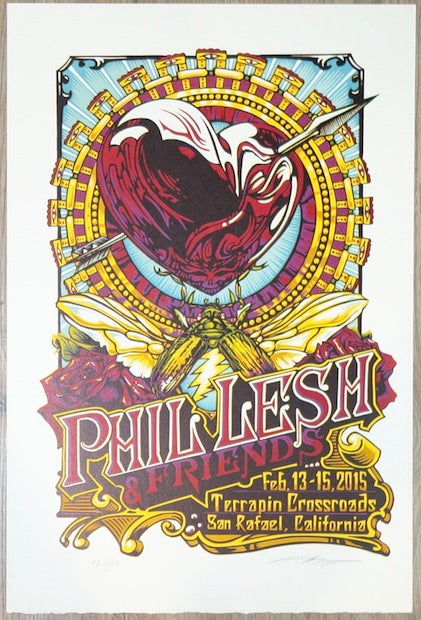 2015 Phil Lesh & Friends - San Rafael Linocut Concert Poster by AJ Masthay