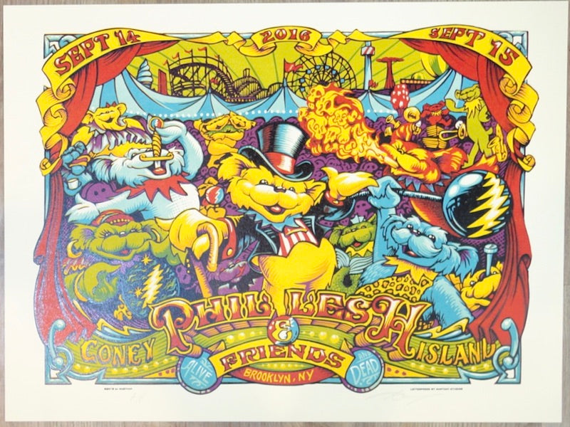 2016 Phil Lesh & Friends - Brooklyn Linocut Concert Poster by AJ Masthay