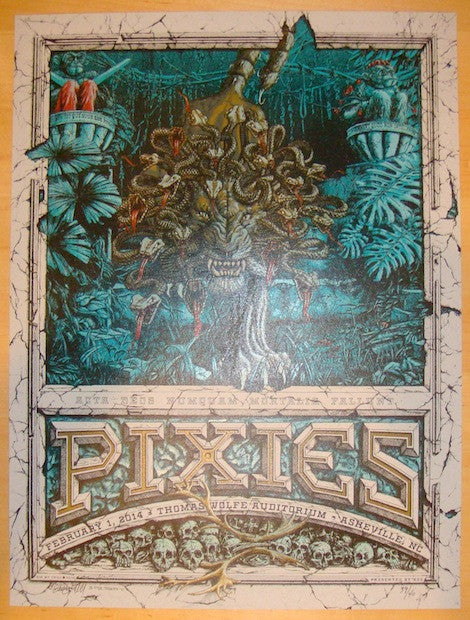 2014 The Pixies - Asheville Variant Concert Poster by Moctezuma