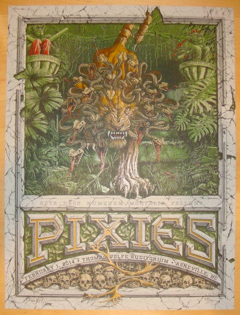 2014 The Pixies - Asheville Silkscreen Concert Poster by Sergio Moctezuma