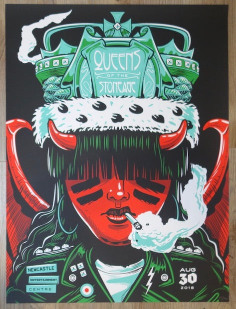 2018 Queens of the Stone Age - Newcastle Silkscreen Concert Poster by Travis Price