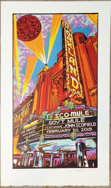 2015 Gov't Mule & John Scofield - Oakland Linocut Concert Poster by AJ Masthay