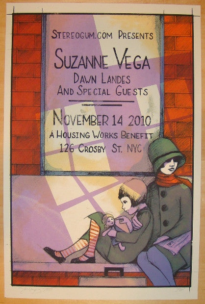 2010 Suzanne Vega - Silkscreen Concert Poster by Farley Bookout