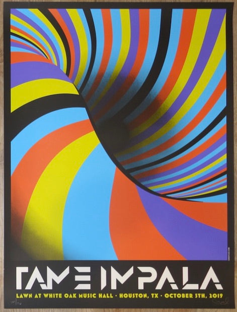 2019 Tame Impala - Houston Silkscreen Concert Poster by Dan Stiles