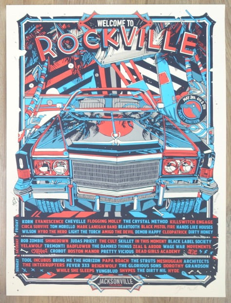 2019 Welcome to Rockville Festival - Silkscreen Concert Poster by Tyler Stout