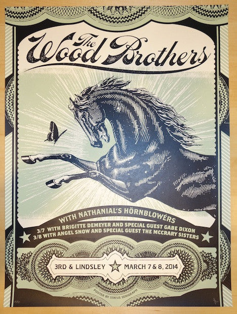 2014 The Wood Brothers - Nashville Silkscreen Concert Poster by Status